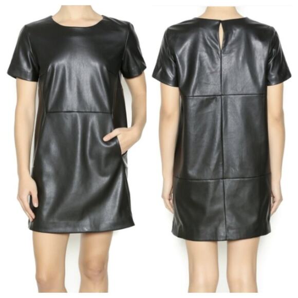 FRNCH Short Sleeve Faux Leather T Shirt Dress Brick Red Size M - Picture 2 of 8